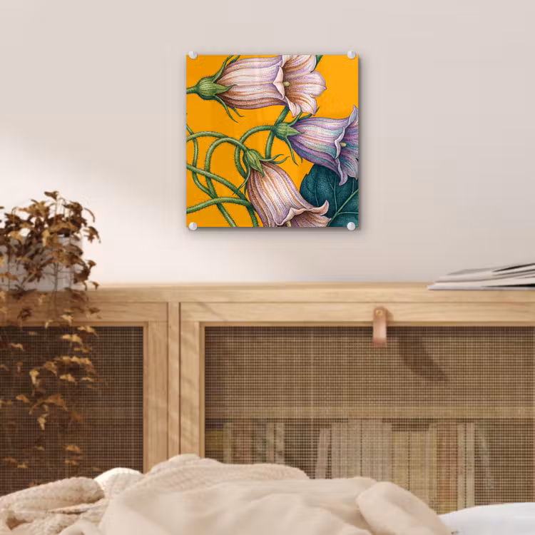 Glass Print - Flowers - Botanical - Yellow - Bloemen - Botanisch - Geel plexiglas 5mm klein