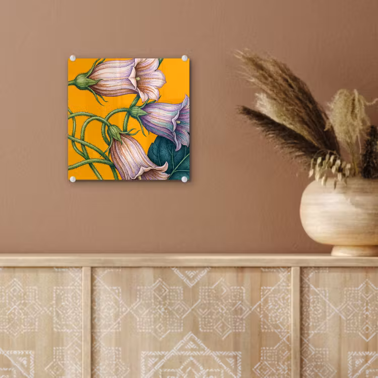 Glass Print - Flowers - Botanical - Yellow - Bloemen - Botanisch - Geel plexiglas 5mm klein