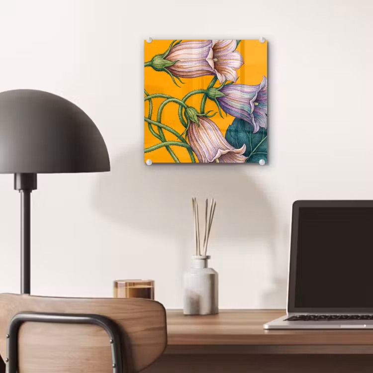 Glass Print - Flowers - Botanical - Yellow - Bloemen - Botanisch - Geel plexiglas 5mm klein