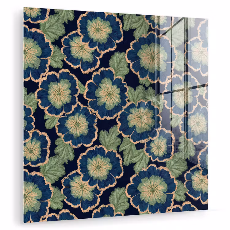 Bloemen - Borduurwerk - Patroon - Blauw - Groen plexiglas 5mm klein 11 -zzzproduct_nieuw
