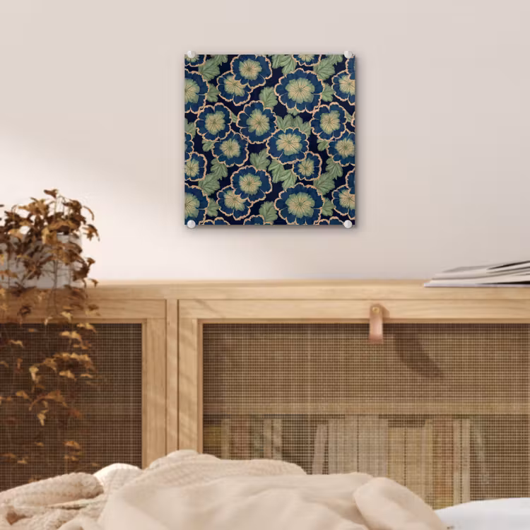 Bloemen - Borduurwerk - Patroon - Blauw - Groen plexiglas 5mm klein 11 -sfeer4