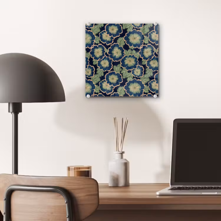 Bloemen - Borduurwerk - Patroon - Blauw - Groen plexiglas 5mm klein 11 -sfeer6