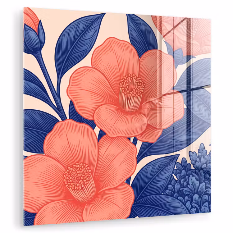 Glass Print - Flowers - Leaves - Botanical - Bloemen - Bladeren - Botanisch plexiglas 5mm klein