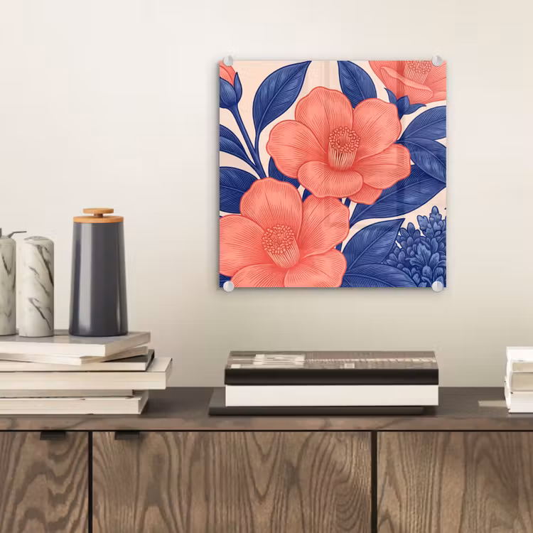 Glass Print - Flowers - Leaves - Botanical - Bloemen - Bladeren - Botanisch plexiglas 5mm klein