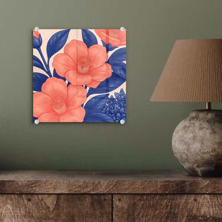 Glass Print - Flowers - Leaves - Botanical - Bloemen - Bladeren - Botanisch plexiglas 5mm klein