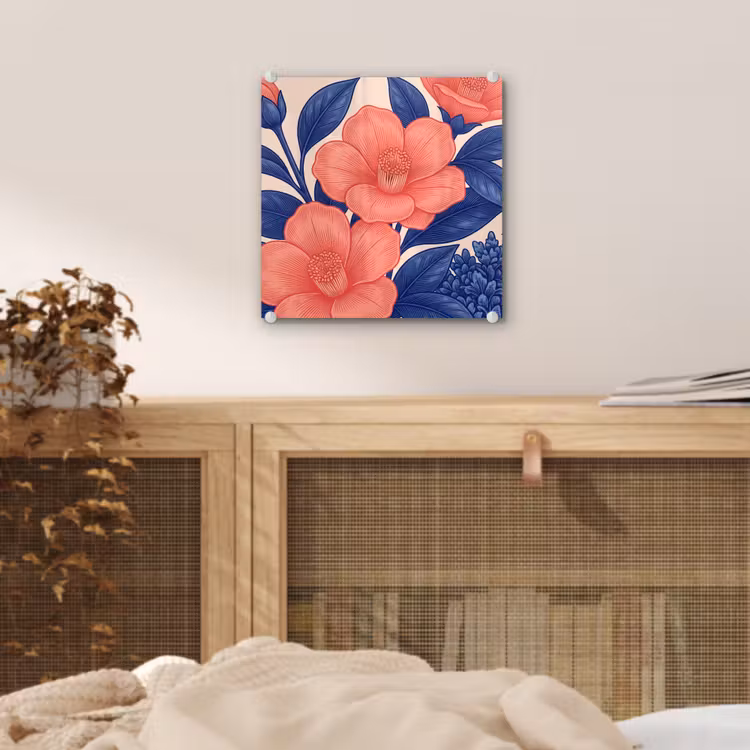 Glass Print - Flowers - Leaves - Botanical - Bloemen - Bladeren - Botanisch plexiglas 5mm klein
