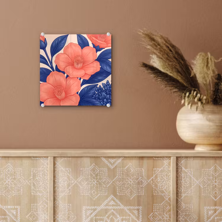Glass Print - Flowers - Leaves - Botanical - Bloemen - Bladeren - Botanisch plexiglas 5mm klein