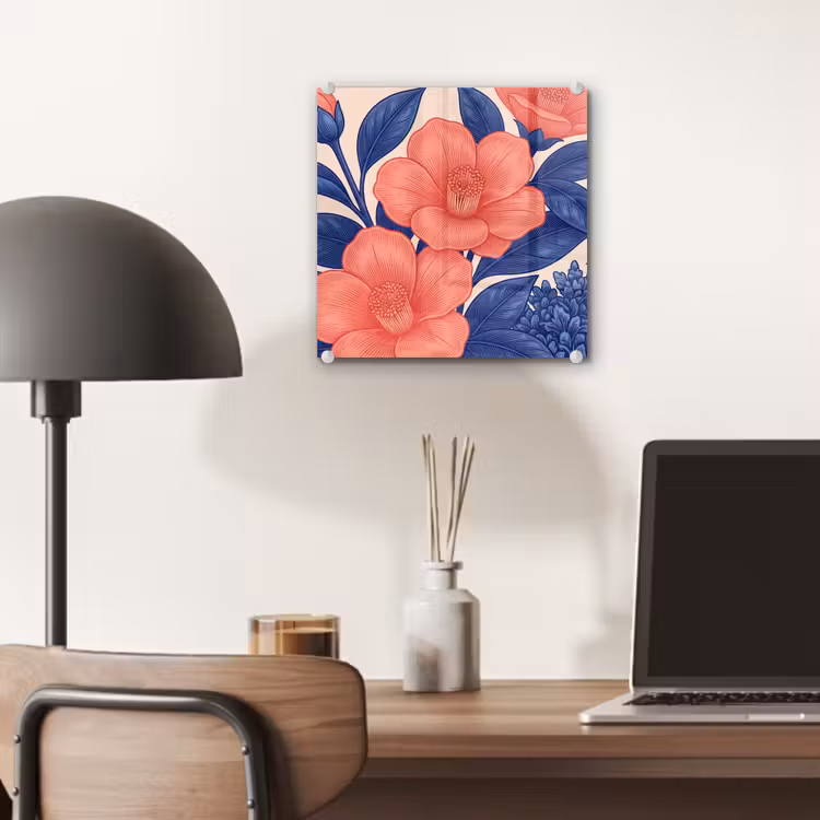 Glass Print - Flowers - Leaves - Botanical - Bloemen - Bladeren - Botanisch plexiglas 5mm klein