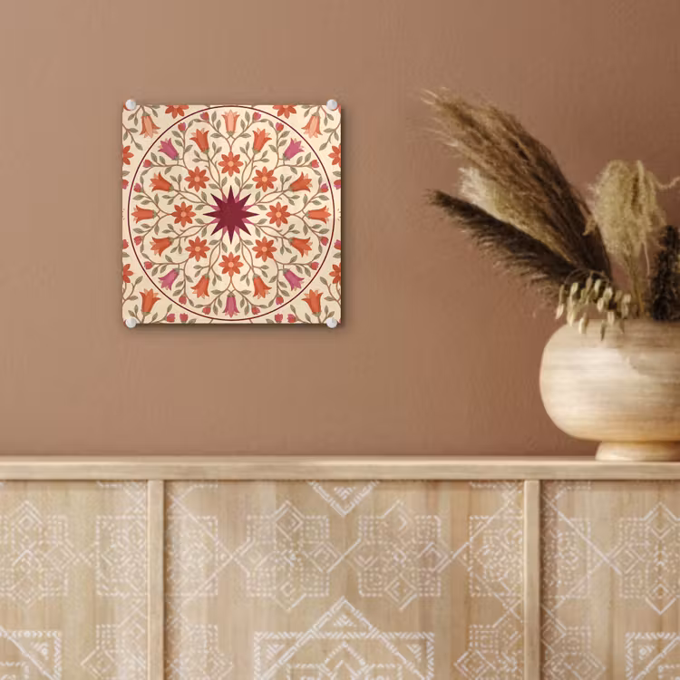 Bloemen - Mandala - Decoratief - Rood plexiglas 5mm klein -sfeer5