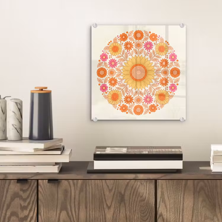 Bloemen - Mandala - Patroon - Kleurrijk plexiglas 5mm klein -sfeer1
