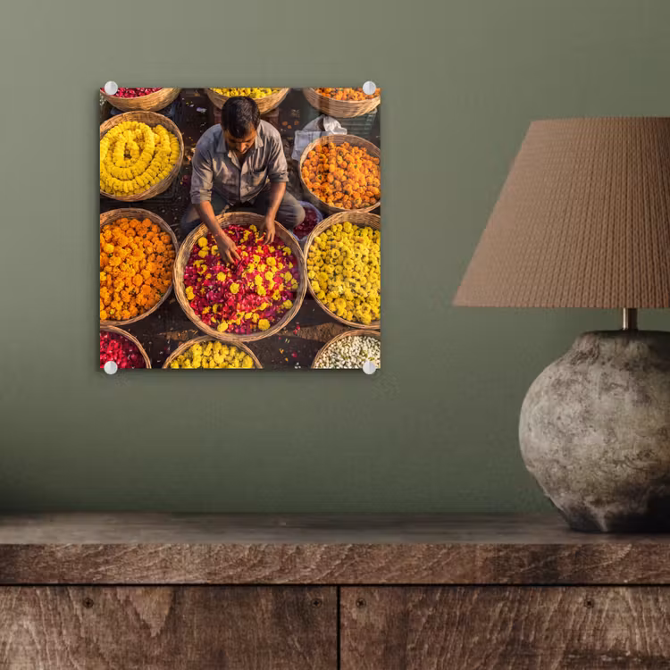 Glass Print - Flowers - Market - Colorful - Bloemen - Markt - Kleurrijk plexiglas 5mm klein