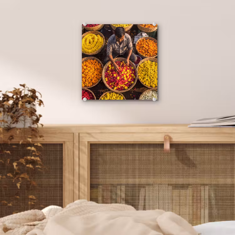 Glass Print - Flowers - Market - Colorful - Bloemen - Markt - Kleurrijk plexiglas 5mm klein