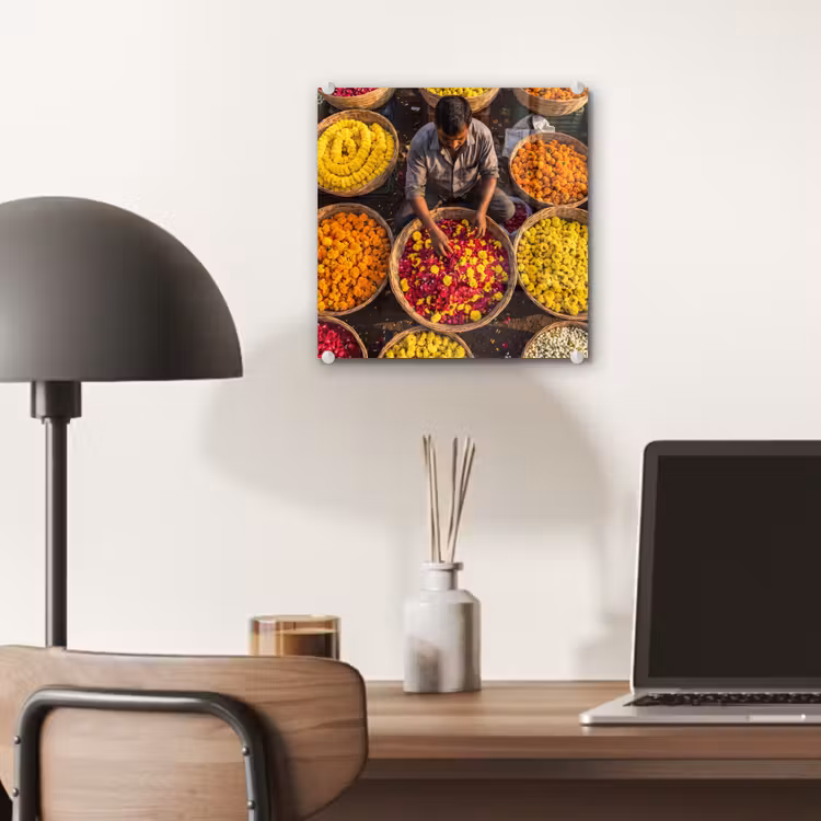 Glass Print - Flowers - Market - Colorful - Bloemen - Markt - Kleurrijk plexiglas 5mm klein