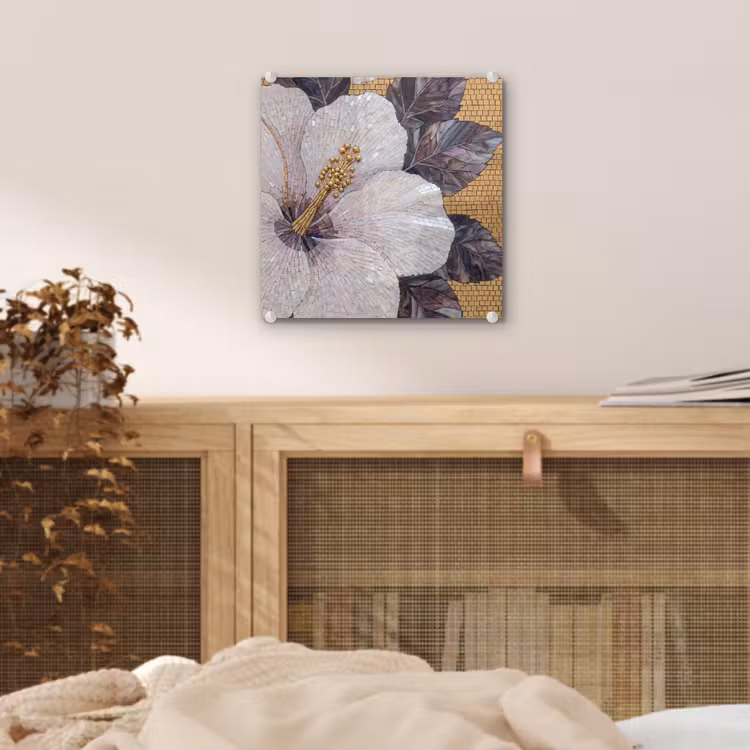 Bloemen - Mozaïek - Kunst - Modern - Goud plexiglas 5mm klein -sfeer4