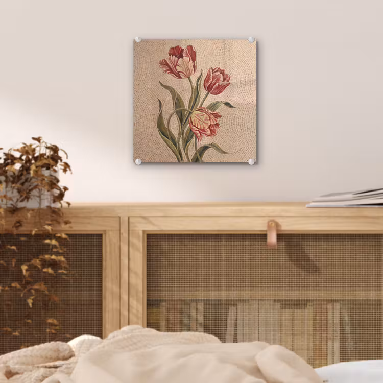 Bloemen - Mozaïek - Rood - Groen - Kunst plexiglas 5mm klein -sfeer4