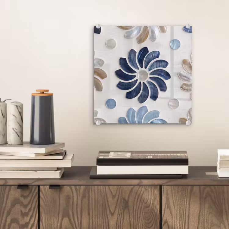 Bloemen - Parelmoer - Abstract - Patroon - Blauw plexiglas 5mm klein -sfeer1