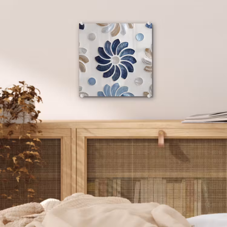 Bloemen - Parelmoer - Abstract - Patroon - Blauw plexiglas 5mm klein -sfeer4