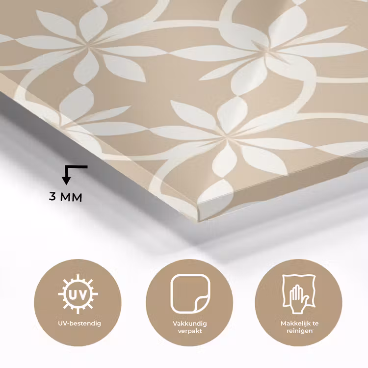 Bloemen - Patroon - Beige plexiglas 5mm klein 11 -sfeer2