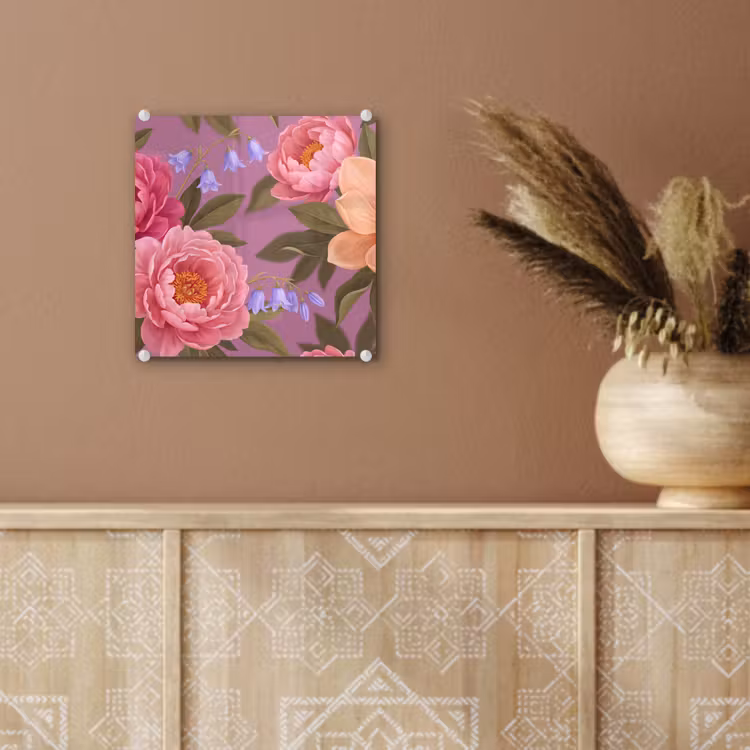Bloemen - Patroon - Illustratie - Roze plexiglas 5mm klein -sfeer5