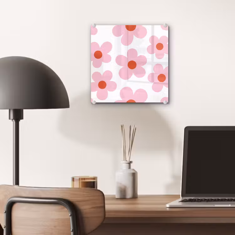 Bloemen - Patroon - Modern - Roze - Wit plexiglas 5mm klein -sfeer6