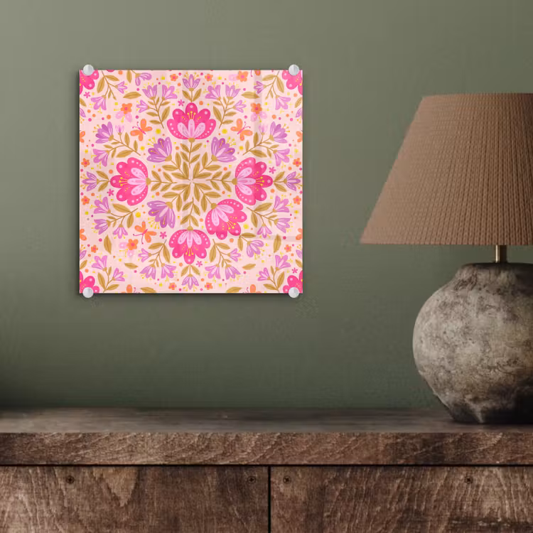 Bloemen - Patroon - Natuur - Abstract - Roze plexiglas 5mm klein -sfeer3