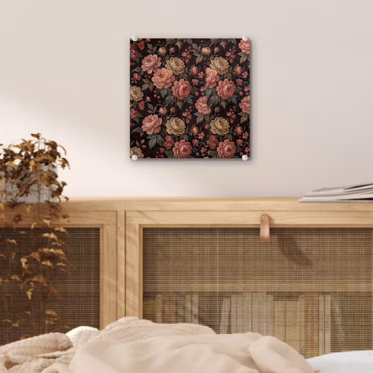 Bloemen - Patroon - Natuur - Vintage - Roze plexiglas 5mm klein -sfeer4