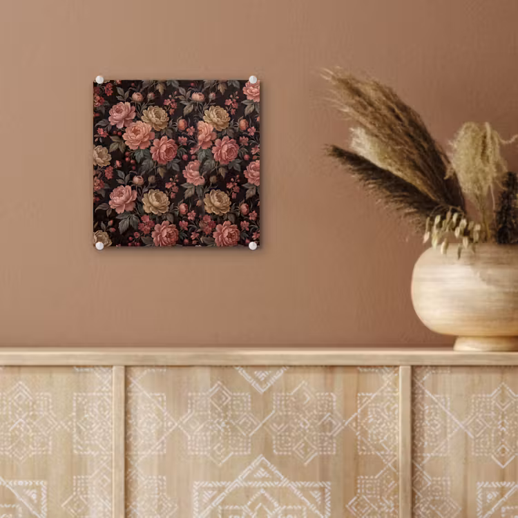 Bloemen - Patroon - Natuur - Vintage - Roze plexiglas 5mm klein -sfeer5