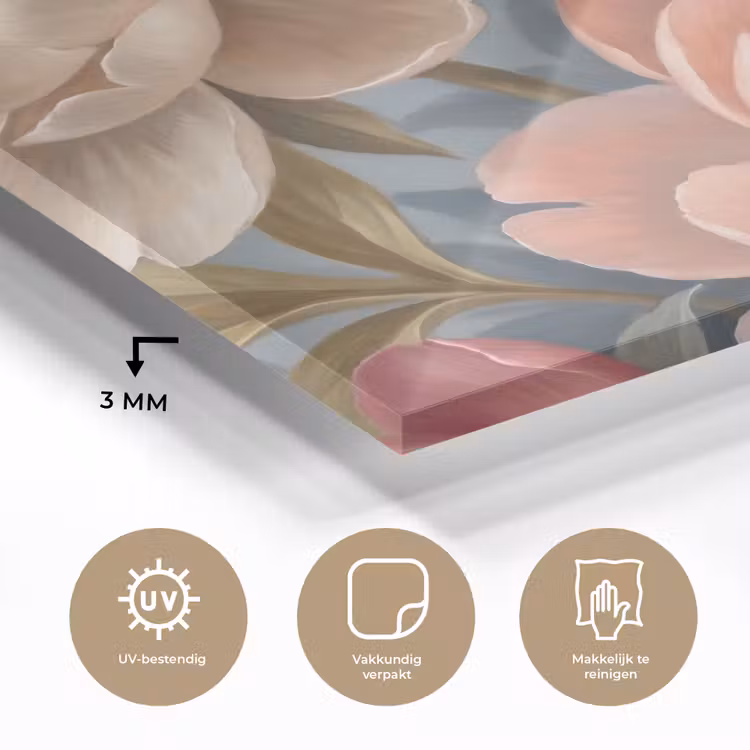 Bloemen - Roze - Beige - Modern - Natuur plexiglas 5mm klein -sfeer2