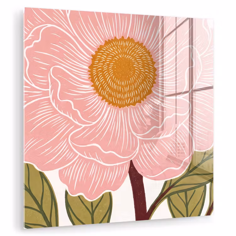 Glass Print - Flowers - Pink - Illustration - Bloemen - Roze - Illustratie plexiglas 5mm klein