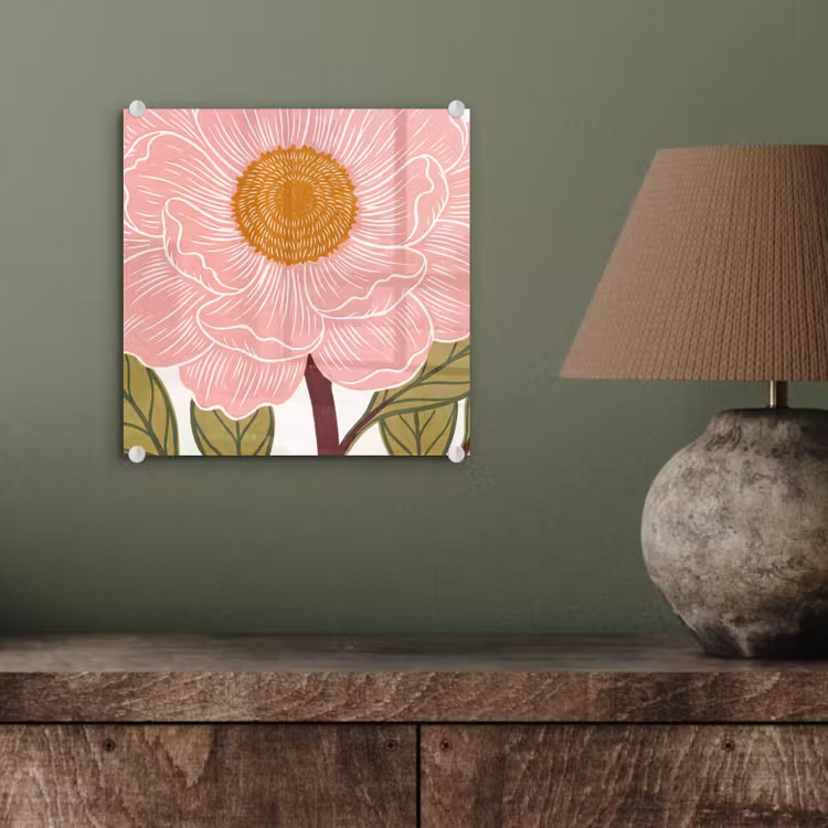 Glass Print - Flowers - Pink - Illustration - Bloemen - Roze - Illustratie plexiglas 5mm klein