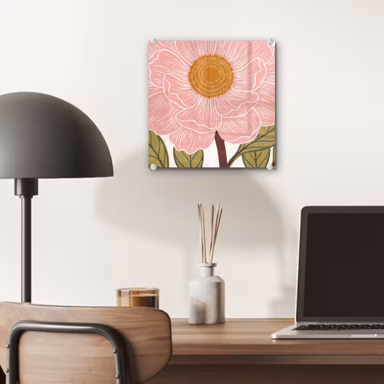 Glass Print - Flowers - Pink - Illustration - Bloemen - Roze - Illustratie plexiglas 5mm klein