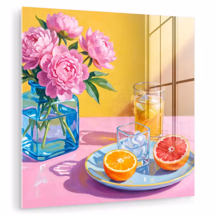 Glass Print - Flowers - Pink - Modern - Bloemen - Roze - Modern plexiglas 5mm klein