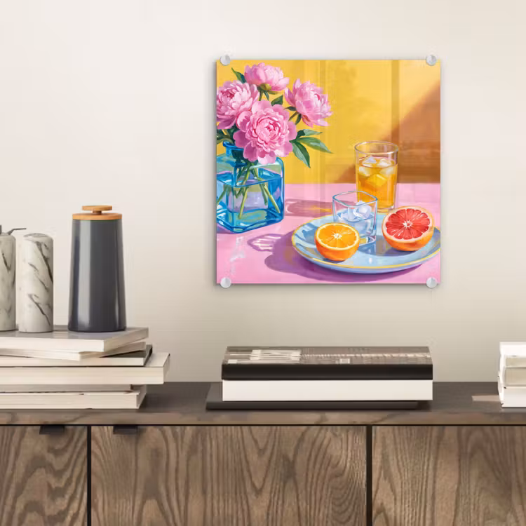 Glass Print - Flowers - Pink - Modern - Bloemen - Roze - Modern plexiglas 5mm klein