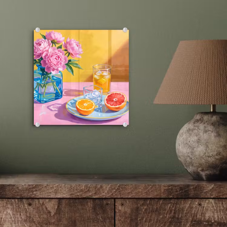 Glass Print - Flowers - Pink - Modern - Bloemen - Roze - Modern plexiglas 5mm klein