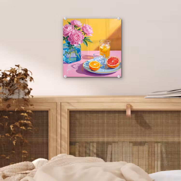 Glass Print - Flowers - Pink - Modern - Bloemen - Roze - Modern plexiglas 5mm klein