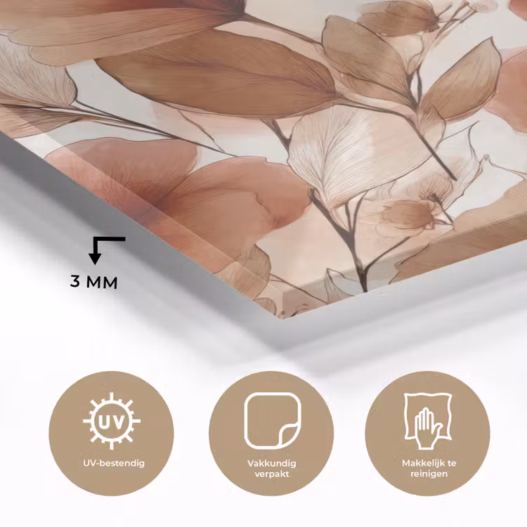 Bloemen - Aquarel - Botanisch - Terracotta plexiglas 5mm klein 11 -sfeer2