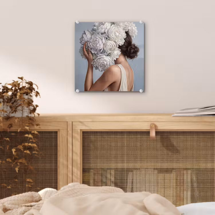 Bloemen - Vrouw - Wit plexiglas 5mm klein -sfeer4