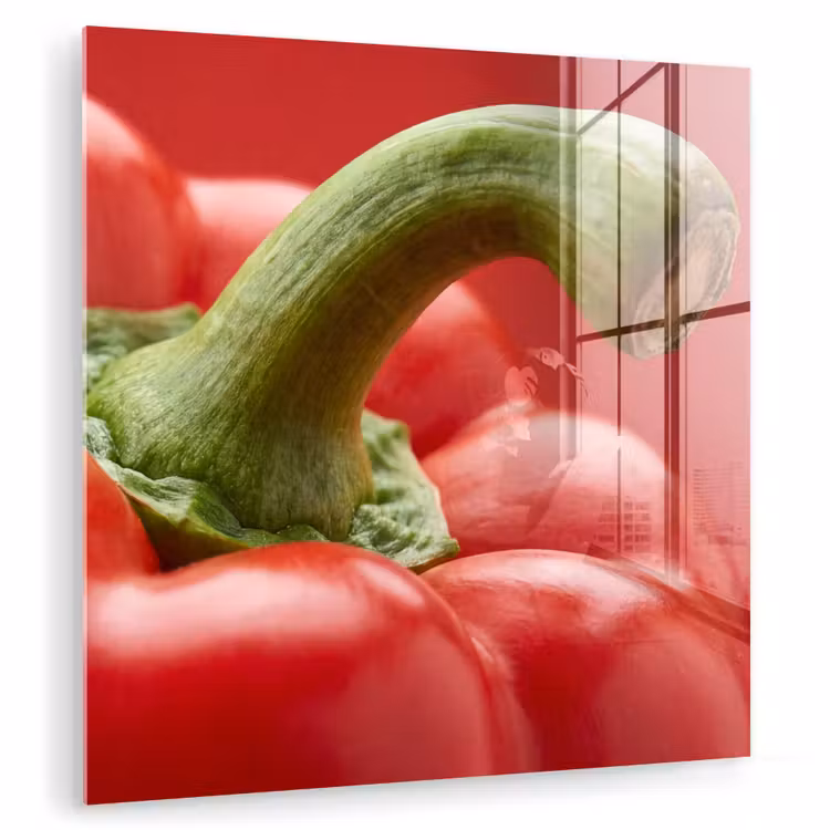 Glass Print - Food - Bell Pepper - Red - Eten - Paprika - Rood plexiglas 5mm klein