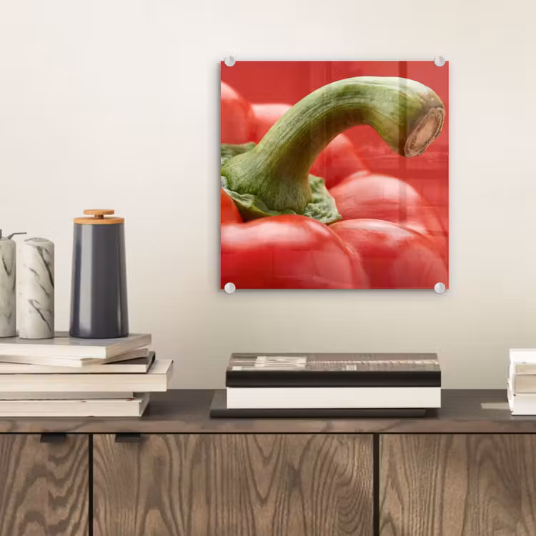 Glass Print - Food - Bell Pepper - Red - Eten - Paprika - Rood plexiglas 5mm klein