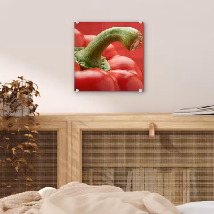 Glass Print - Food - Bell Pepper - Red - Eten - Paprika - Rood plexiglas 5mm klein