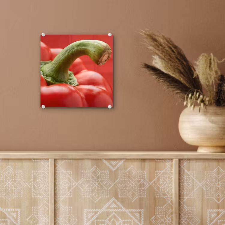 Glass Print - Food - Bell Pepper - Red - Eten - Paprika - Rood plexiglas 5mm klein