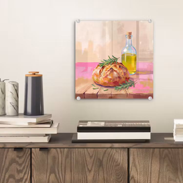 Eten - Brood - Olijfolie - Abstract - Keuken plexiglas 5mm klein -sfeer1