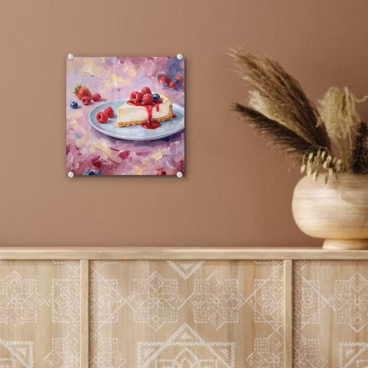 Eten - Cheesecake - Bessen - Abstract - Roze plexiglas 5mm klein -sfeer5