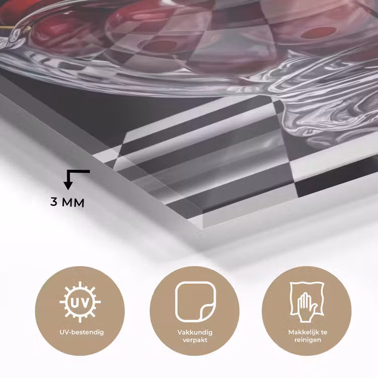 Glass Print - Food - Cherries - Red - Eten - Kersen - Rood plexiglas 5mm klein