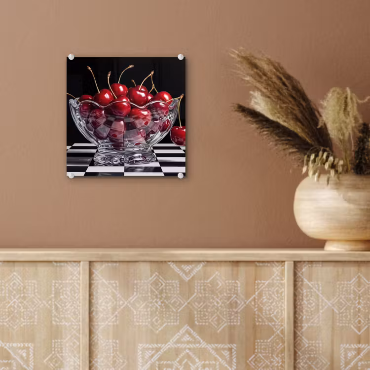 Glass Print - Food - Cherries - Red - Eten - Kersen - Rood plexiglas 5mm klein
