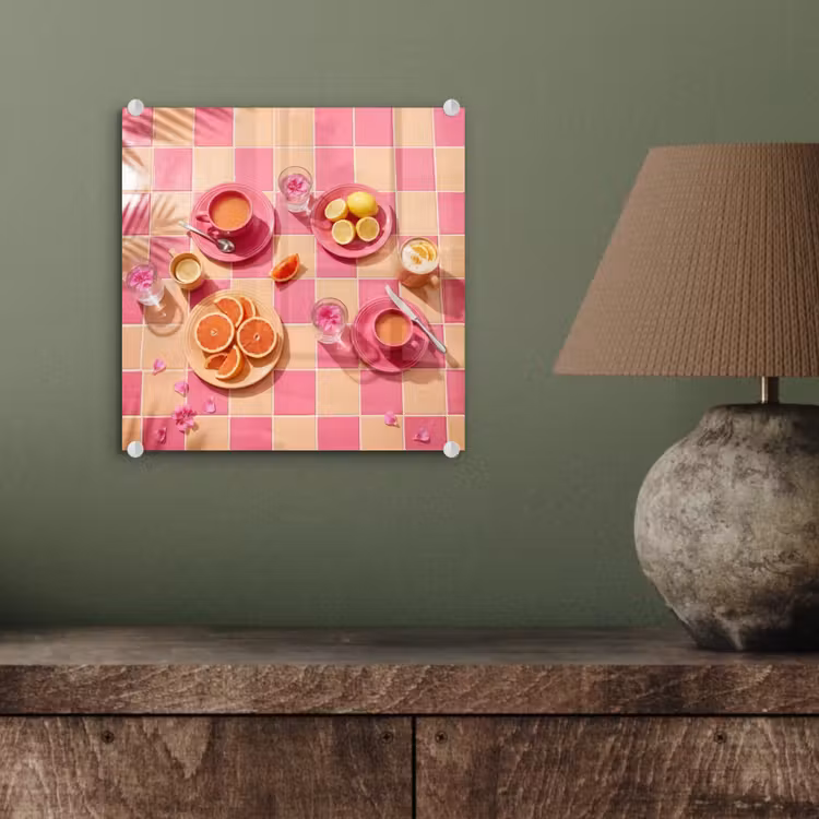 Eten - Citrusvruchten - Stillevens - Roze - Oranje plexiglas 5mm klein -sfeer3