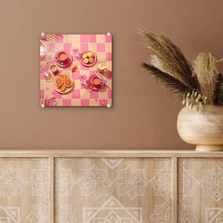 Eten - Citrusvruchten - Stillevens - Roze - Oranje plexiglas 5mm klein -sfeer5