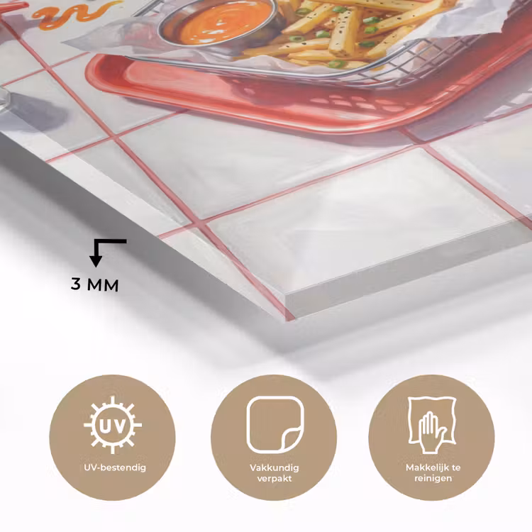 Eten - Hotdog - Fastfood - Modern - Rood plexiglas 5mm klein -sfeer2