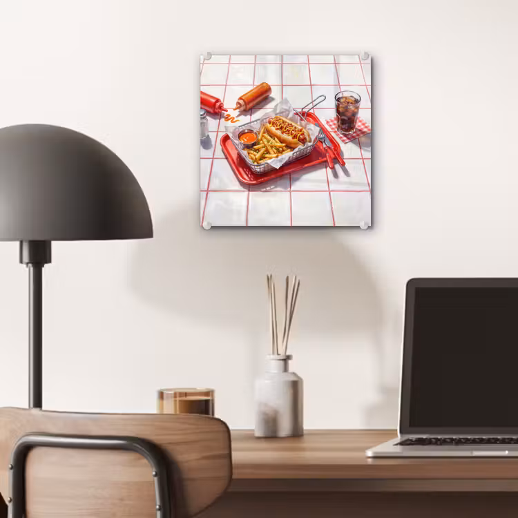 Eten - Hotdog - Fastfood - Modern - Rood plexiglas 5mm klein -sfeer6