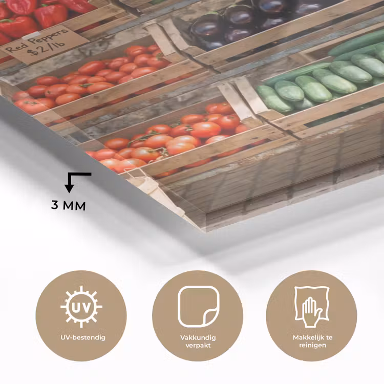 Glass Print - Food - Market - Fresh - Eten - Markt - Vers plexiglas 5mm klein